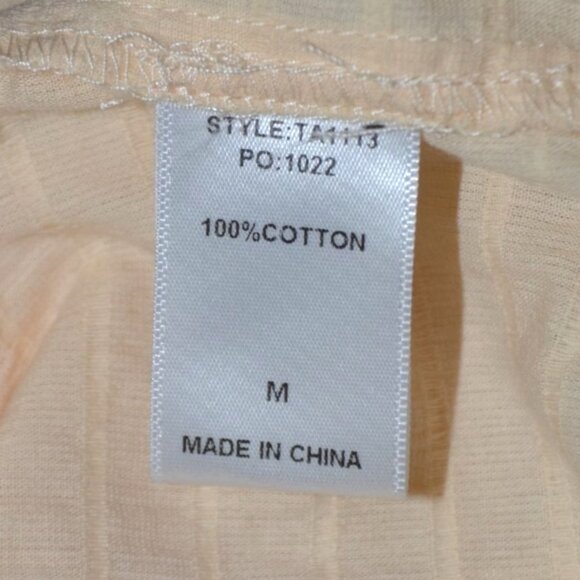 Gigio USA Boutique Cream Boho Peasant Blouse Size M Tassels Ruffle Cutout Sleeve - Picture 10 of 11